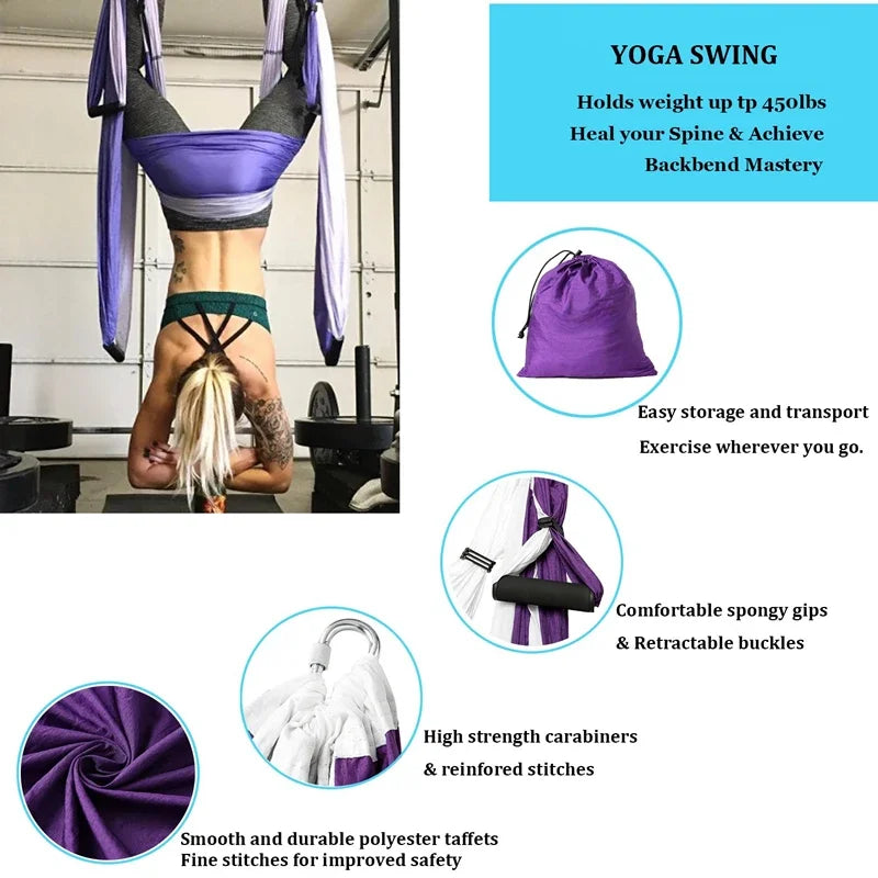 Aerial Yoga Hammock | Anti-Gravity Swing, Adjustable Height - Flozen 